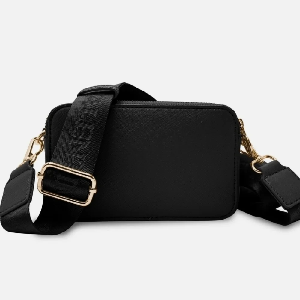 NWT VALENTINO ORLANDI Studded Double Zip Crossbody Camera Bag - Black - Picture 3 of 8